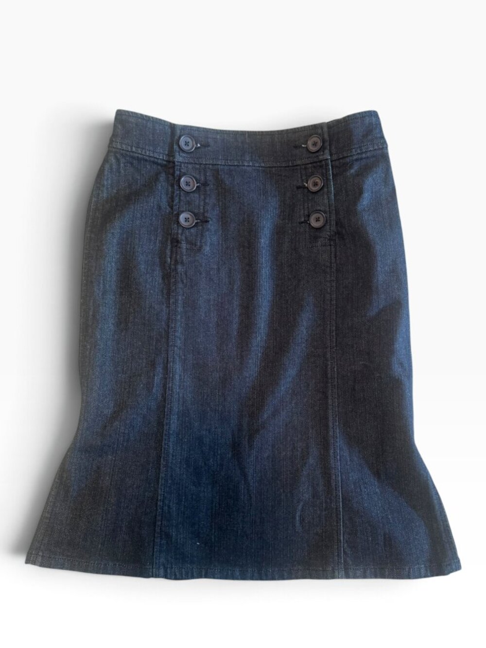 New York & Company dark denim Midi button skirt, size 4